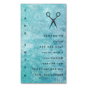 Posh Blue Grey Texture Stylist Magnetic Business Card