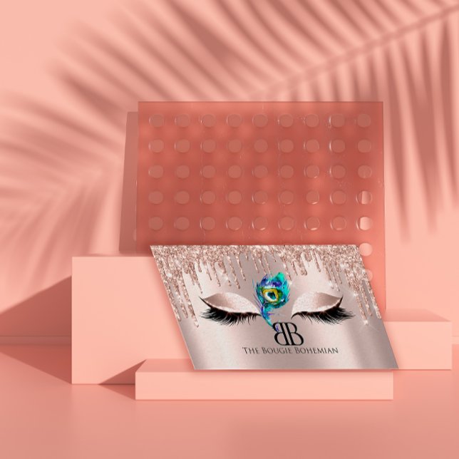 Posh Bougie Glittery Bohemian Rose Pink Business Card (Creator Uploaded)