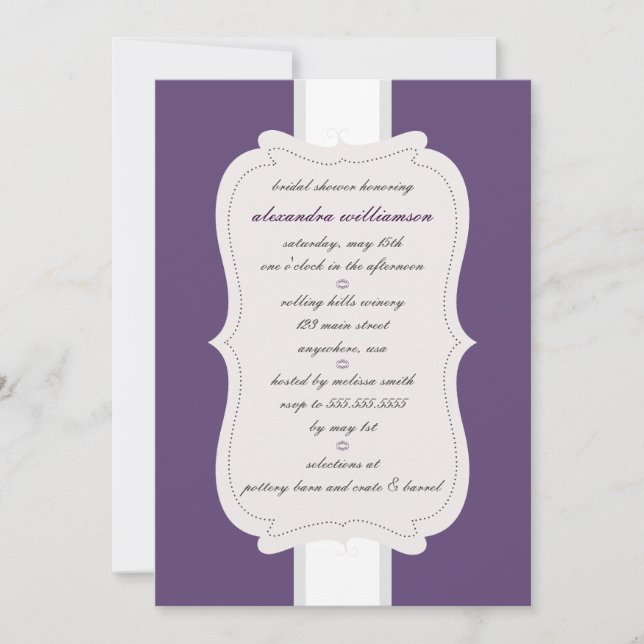 Posh Bridal Shower Invitation {Purple} (Front)