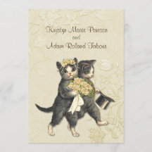 Posh Cats Ivory Wedding Invitation 2