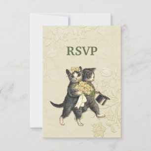 Posh Cats Ivory Wedding RSVP Card