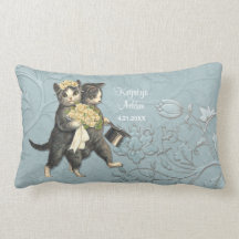 Posh Cats Wedding Blue - Lumbar Pillow