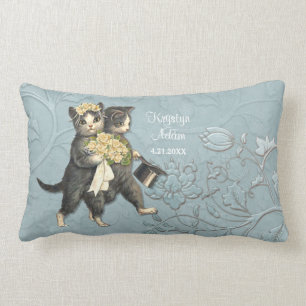 Posh Cats Wedding Blue - Lumbar Pillow