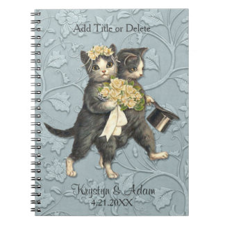 Posh Cats Wedding Blue Spiral Notebook