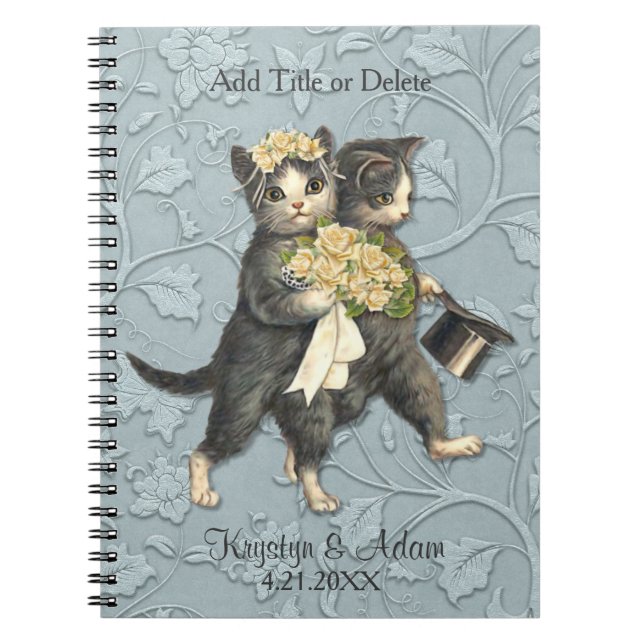 Posh Cats Wedding Blue Spiral Notebook (Front)