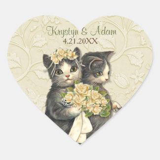 Posh Cats Wedding Ivory Heart Sticker