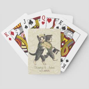 Posh Cats Wedding Ivory Playing Cards