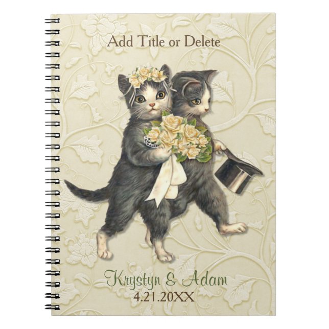 Posh Cats Wedding Ivory Spiral Notebook (Front)
