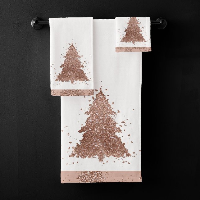 Posh Christmas Tree | Glam Rose Gold Luxurious Bath Towel Set (Creator Uploaded)