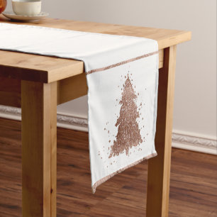Posh Christmas Tree   Glam Rose Gold Luxurious Short Table Runner
