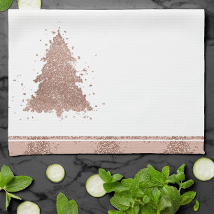 Posh Christmas Tree Glam Rose Gold Luxurious Tea Towel