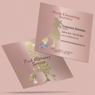 Posh Cleaning Service Metallic Rose Gold Template Square Business Card