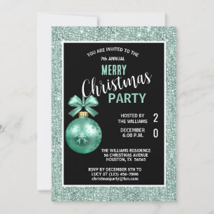 Posh Decorative Teal Christmas Invitation