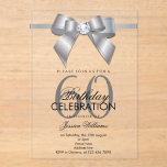 Posh Gem Bow & Ribbon 60th Birthday Acrylic Invitations<br><div class="desc">Custom sophisticated, modern trendy acrylic 60th Birthday party invitations for sixtieth events. With a beautiful rhinestone jewel diamond gem bow on a silver ribbon. Fashionable and sophisticated design suitable for any season. All text, font and text colour is fully customisable to meet your requirements, if you would like help to...</div>