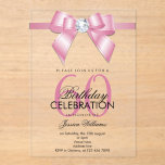 Posh Gem Bow & Ribbon 60th Birthday Acrylic Invitations<br><div class="desc">Custom sophisticated, modern trendy acrylic 60th Birthday party invitations for sixtieth events. With a beautiful rhinestone jewel diamond gem bow on a pink ribbon. Fashionable and sophisticated design suitable for any season. All text, font and text colour is fully customisable to meet your requirements, if you would like help to...</div>