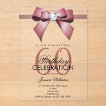 Posh Gem Bow & Ribbon 60th Birthday Acrylic Invitations<br><div class="desc">Custom sophisticated, modern trendy acrylic 60th Birthday party invitations for sixtieth events. With a beautiful rhinestone jewel diamond gem bow on a rose gold ribbon. Fashionable and sophisticated design suitable for any season. All text, font and text colour is fully customisable to meet your requirements, if you would like help...</div>
