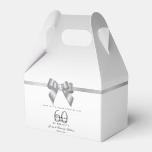Posh Gem Bow & Ribbon 60th Wedding Anniversary Favour Box