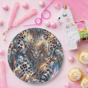 Posh Glam Opal Leopard Print Paper Plates