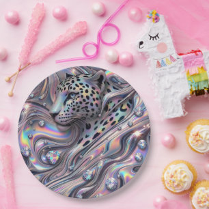 Posh Glam Opal Leopard Print Paper Plates