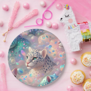 Posh Glam Opal Leopard Print Paper Plates