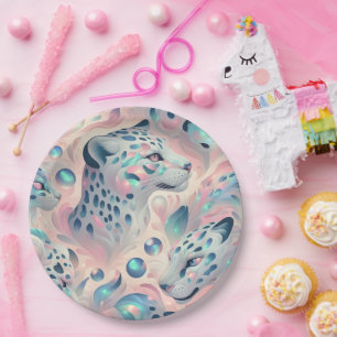 Posh Glam Opal Leopard Print Paper Plates
