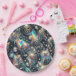 Posh Glam Opal Leopard Print Paper Plates