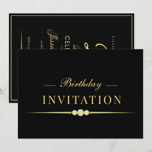Posh Glamour Gold 25th Birthday Invitation