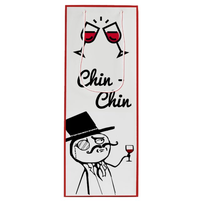 Posh Man With Top Hat Wine Toast Chin Chin Gift Bag (Front)
