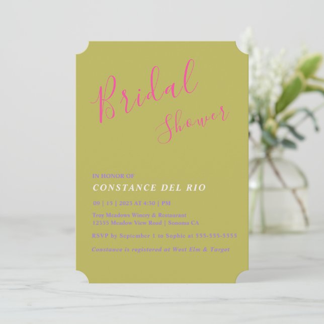 Posh Minimal Bridal Shower Invitation (Standing Front)