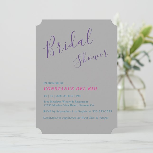 Posh Minimal Bridal Shower Invitation (Standing Front)
