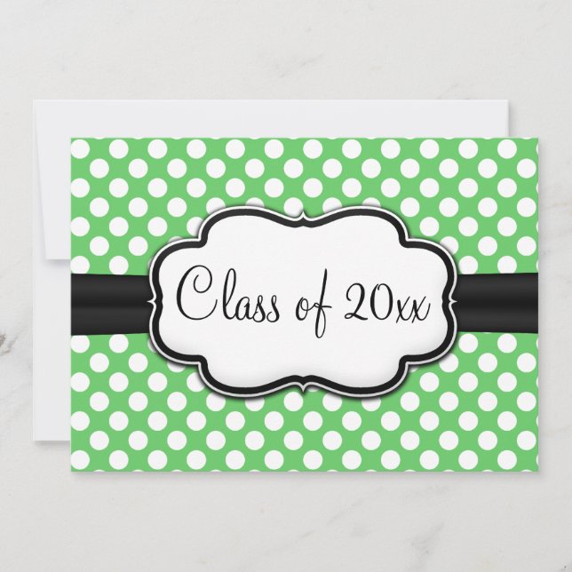 Posh Mint Green Polka Dot Graduation Invitation (Front)