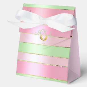Posh Pastel Pink and Green Striped Favour Box
