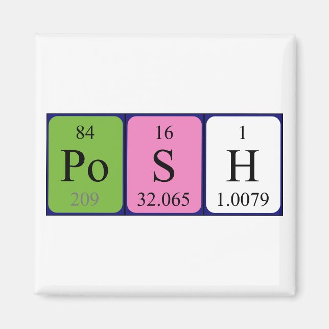 Posh periodic table name magnet (Front)