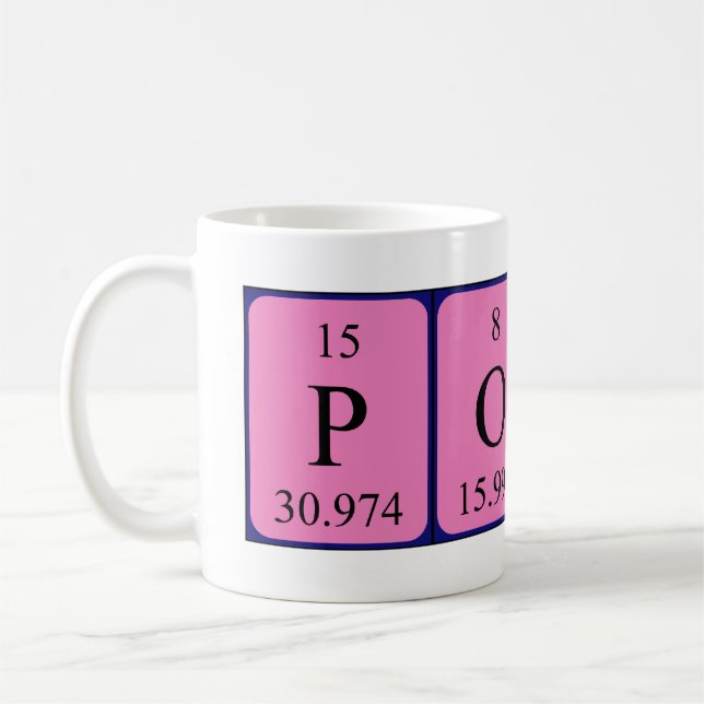 Posh periodic table name mug (Left)