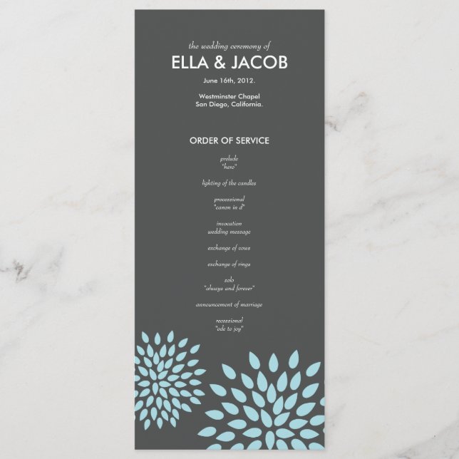 Posh Petals | Twilight | Ceremony Program Programme (Front)