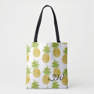 Posh Pineapple Monogrammed Tote Bag