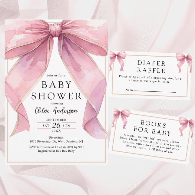 Posh Pink Coquette Bow Baby Shower Invitation (Creator Uploaded)