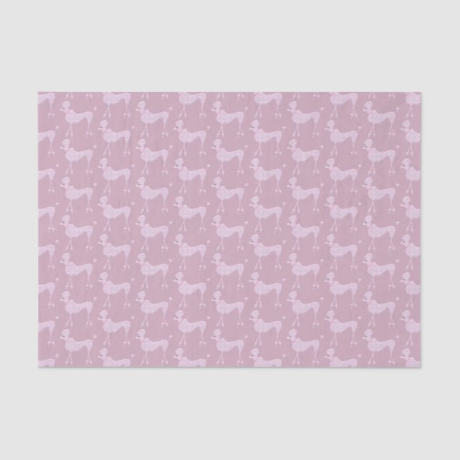 Posh Pink Purple Poodle Dogs Pattern Tissue Paper (Front)