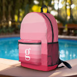 Posh Pink Retro Stripes Gradient - Huge Monogram Printed Backpack<br><div class="desc">A stylish pink gradient stripe design in shades of pinks a blush rose - For advanced users, you can click on the edit/customise button and change the colours of the lines. Included is an initial for your monogram in a huge font - makes a personal gift or a backpack you...</div>