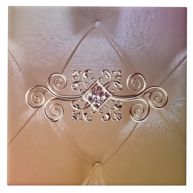 Posh pintuck satin and diamond ceramic tile (Front)