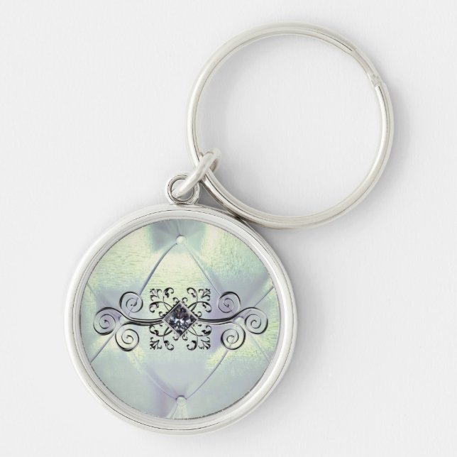 Posh pintuck satin and diamond keychain (Front)