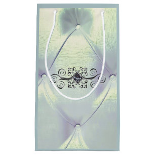 Posh pintuck satin look blue silver small gift bag