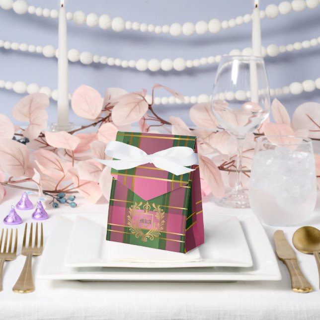 Posh Plaid Pink and Green  Favour Box (Wedding)