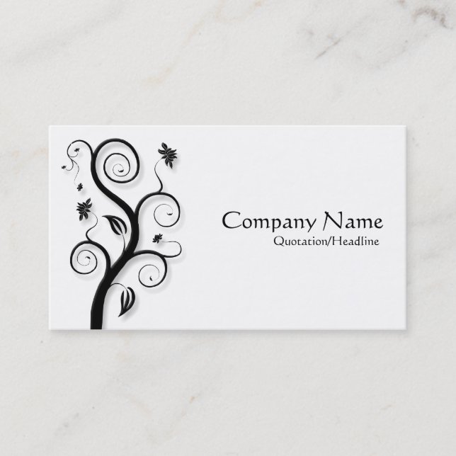 Posh Plant (Shadowed) - Black on White Business Card (Front)