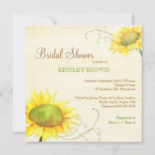 Posh Sunflowers & Swirls Bridal Shower Invitation