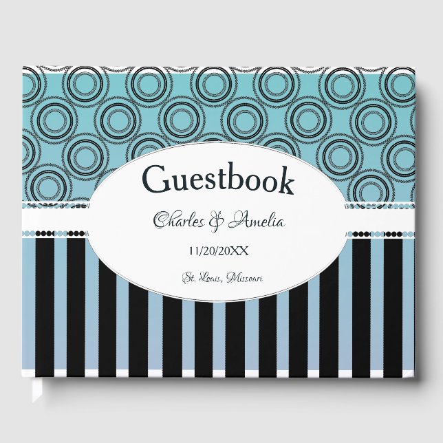 Posh Teal and Blue Wedding Day Guestbook (Front)