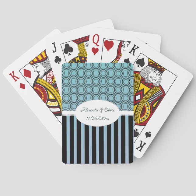 Posh Teal and Blue Wedding Playing Cards (Back)