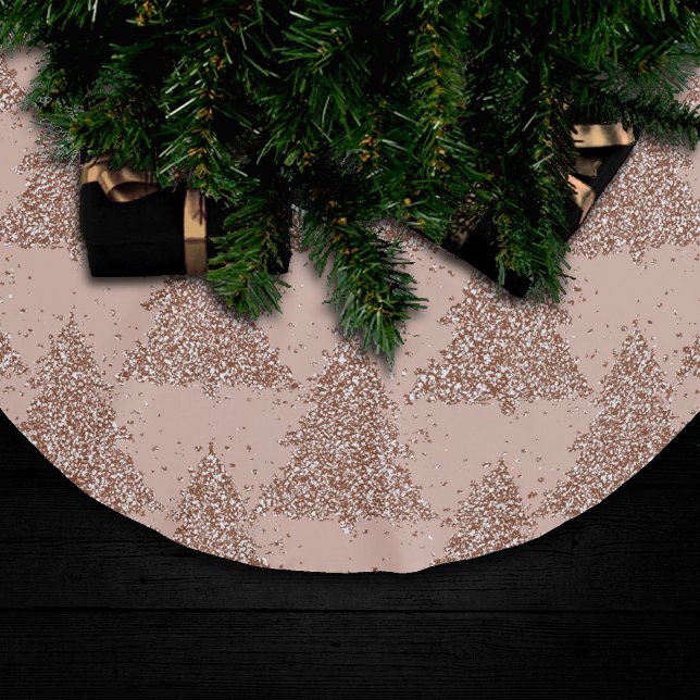 Posh Tree Pattern | Glam Rose Gold Blush Christmas Brushed Polyester Tree Skirt (Creator Uploaded)