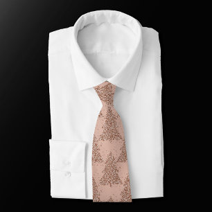 Posh Tree Pattern   Glam Rose Gold Blush Christmas Tie
