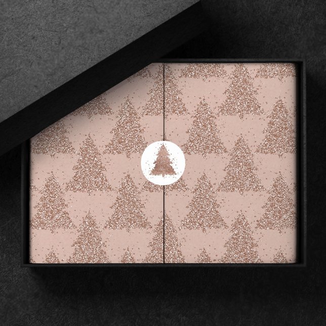 Posh Tree Pattern | Glam Rose Gold Blush Christmas Tissue Paper (Creator Uploaded)